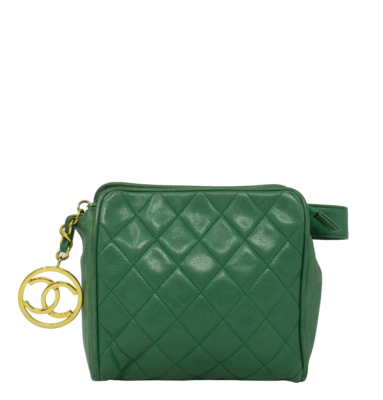 Chanel Green Quilted CC Charm Belt Bag