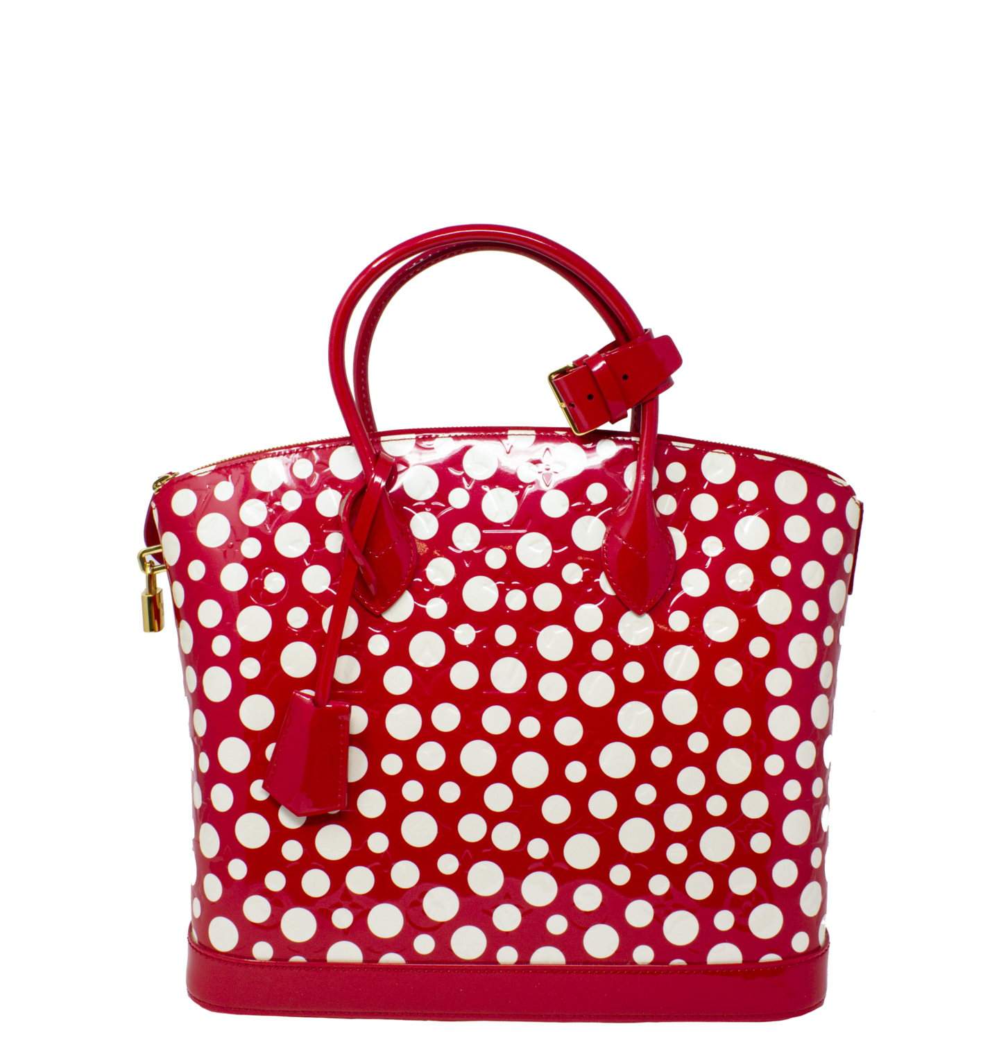 Louis Vuitton x Yayoi Kusama Limited Edition Red Infinity Dots Monogram Vernis Lockit MM Bag