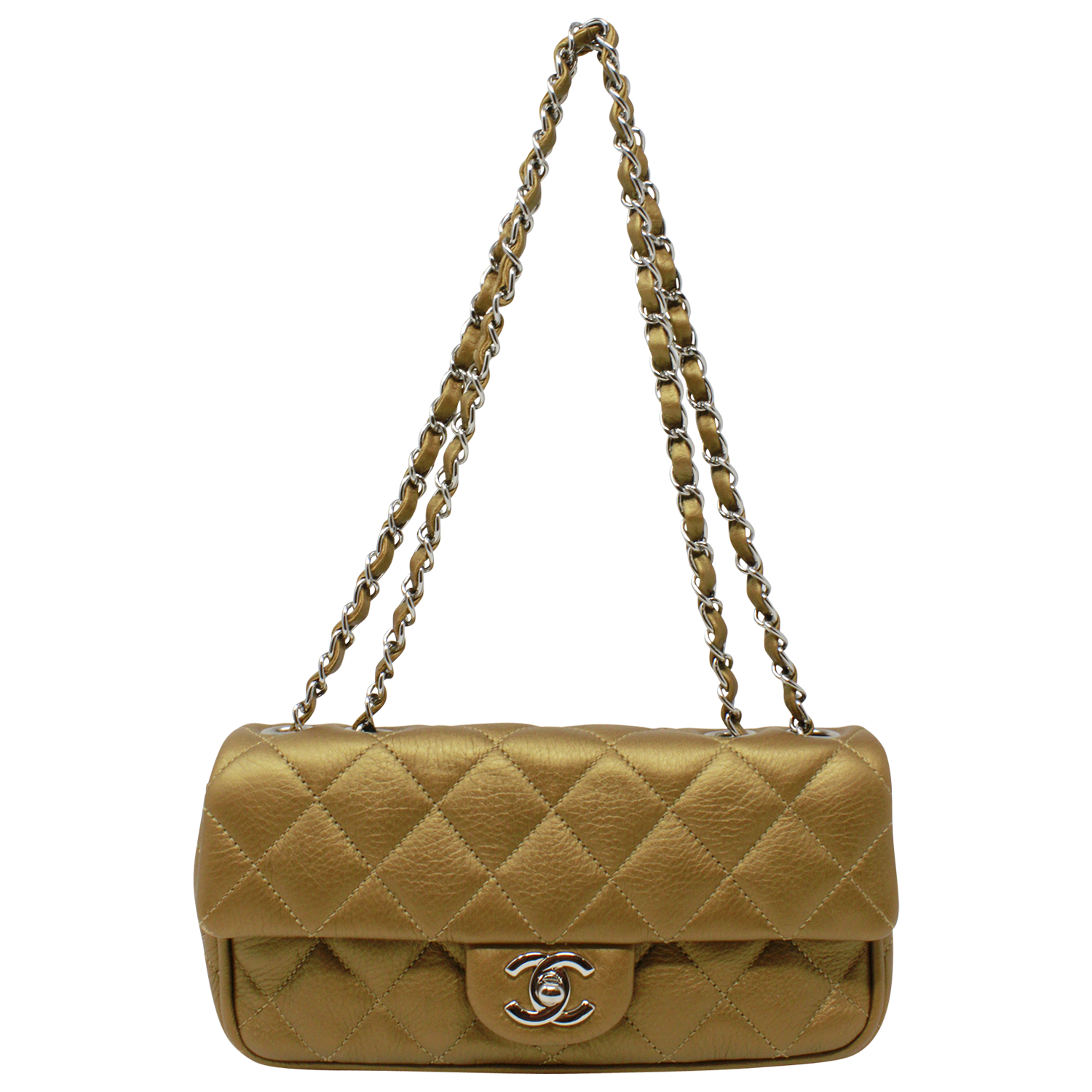 Chanel Caramel Quilted East West Flap Bag