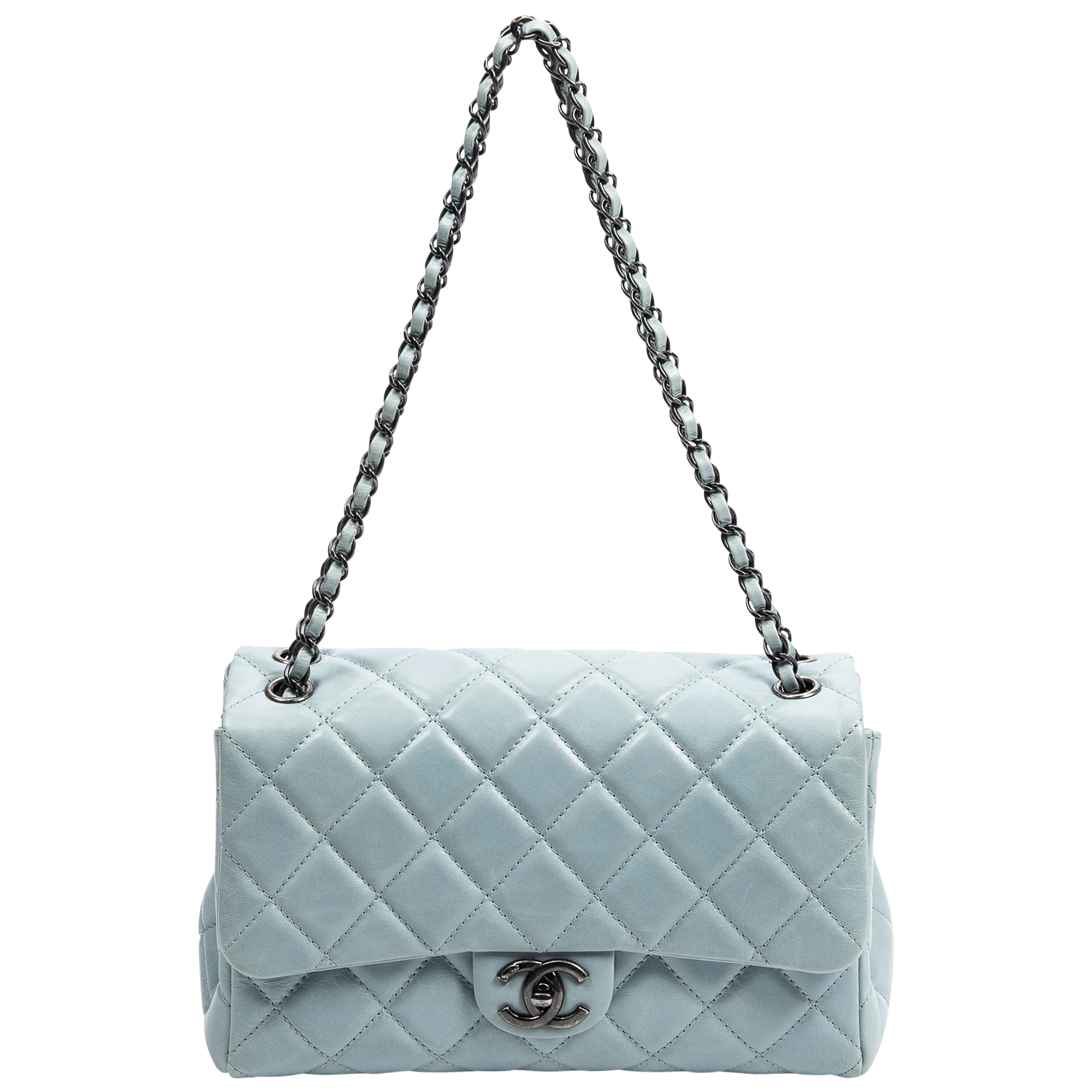 Chanel Light Blue Medium Classic Single Flap Bag
