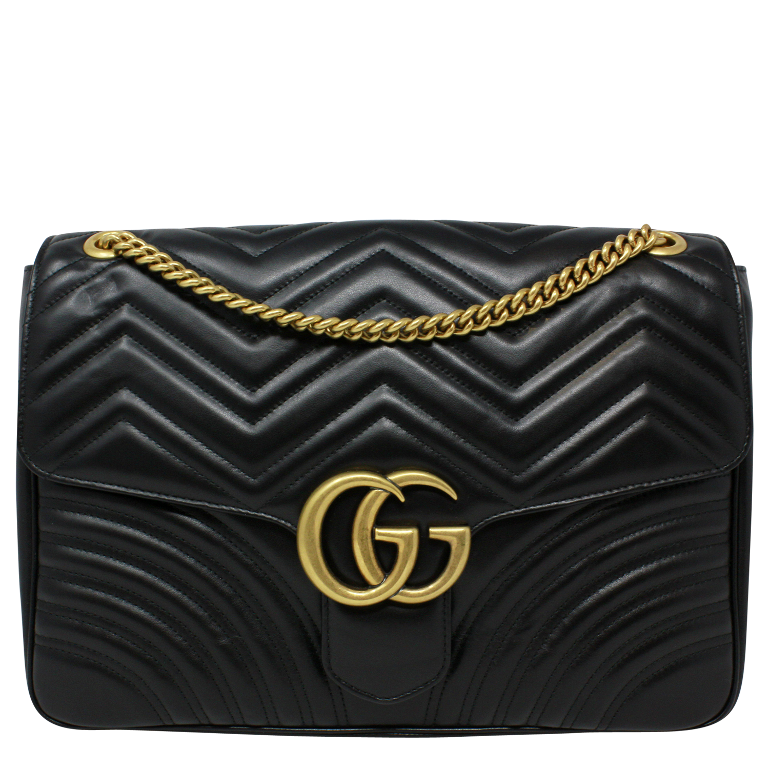 Gucci Black Matelasse GG Marmont Large Shoulder Bag