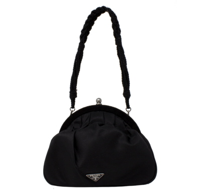 Prada Black Tessuto Nylon Kiss-lock Frame Bag