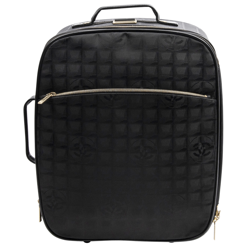 Chanel Black Travel Ligne Carry On Trolley