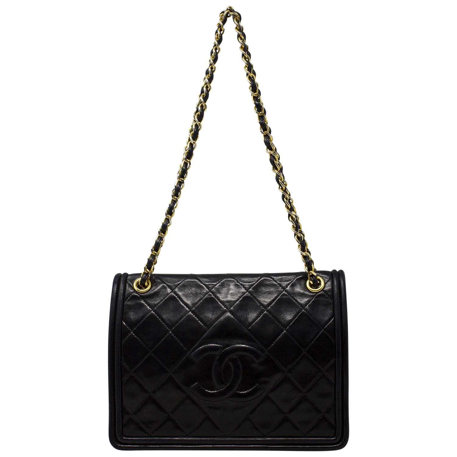 Chanel Black CC Border Full Flap Bag