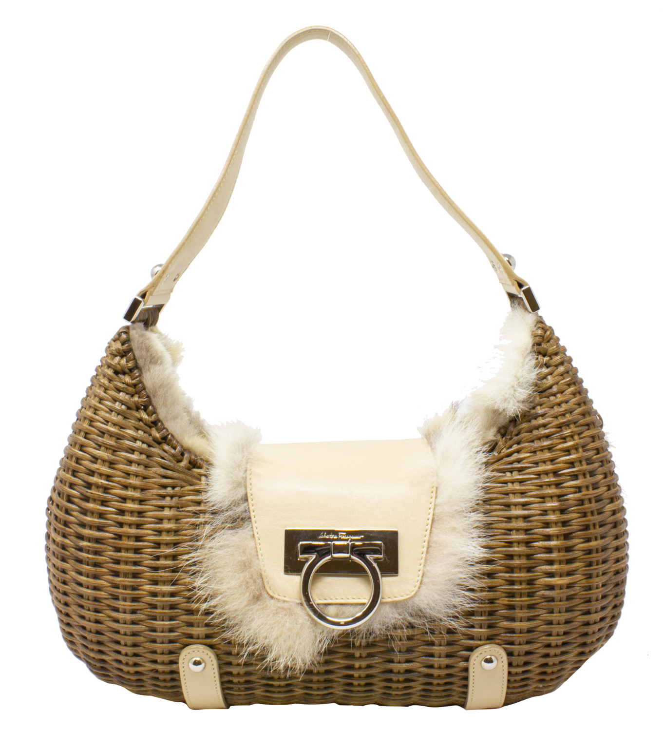 Salvatore Ferragamo Basket Weave Fur Bag