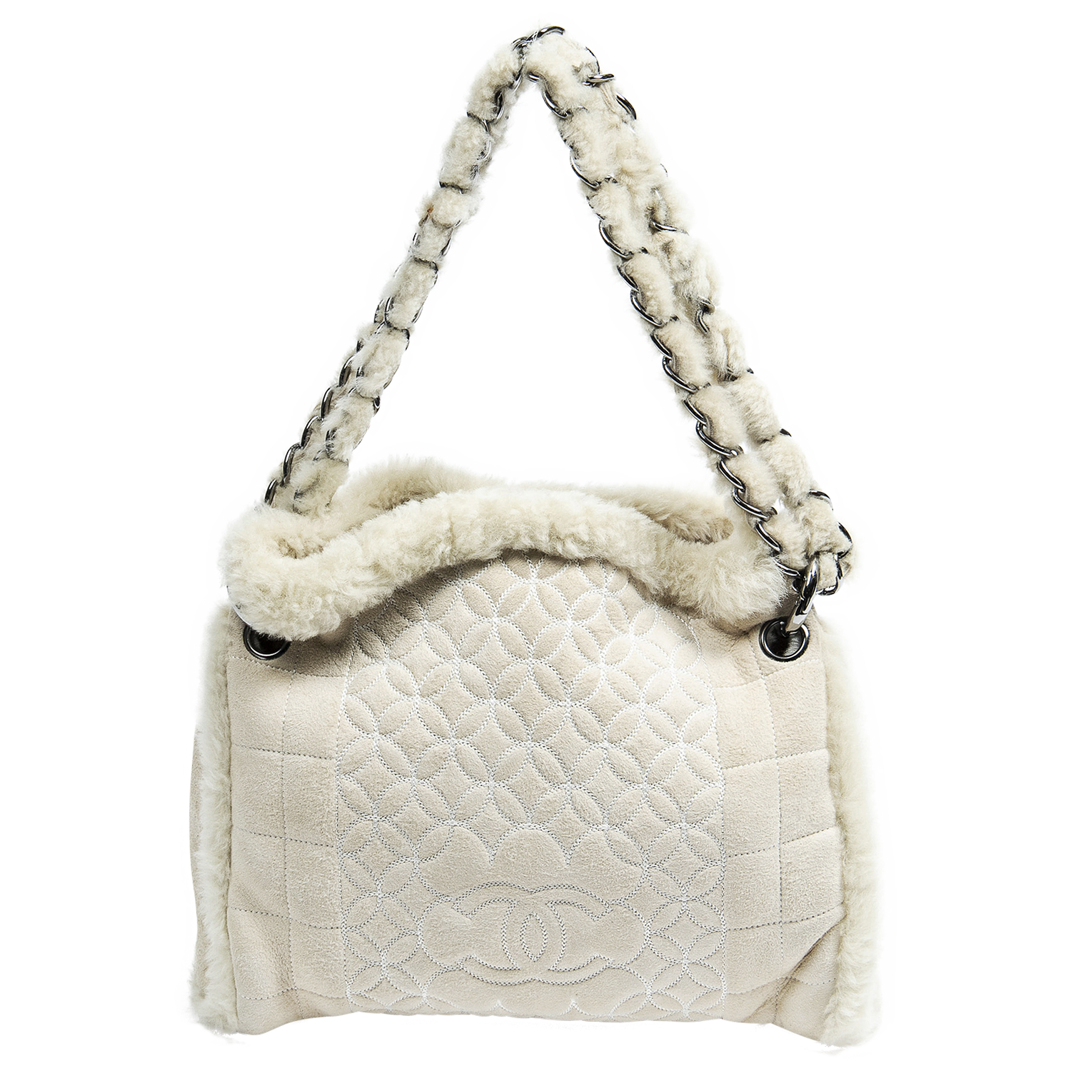 Chanel Ivory Logo Shearing Quilted Bag