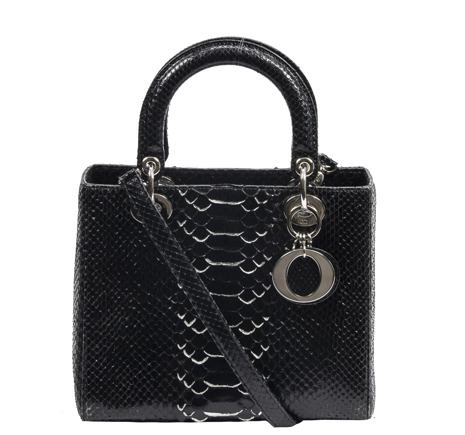 Christian Dior Limited Edition Medium Black Exotic Lady Dior w/ Strap