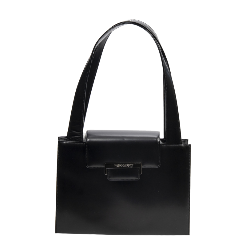 Yves Saint Laurent Black Logo Flap Bag