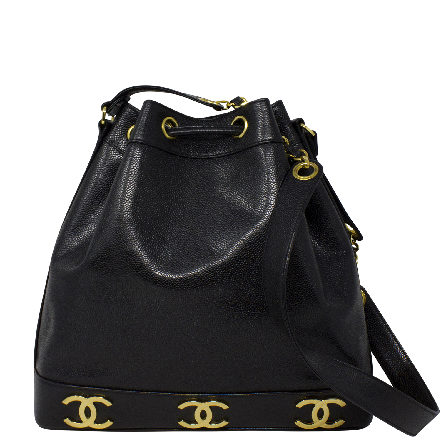 Chanel Black Caviar Leather CC Logo Bucket Bag (Authentic Pre-Owned) -  Yahoo Shopping