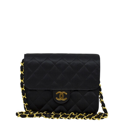 Chanel Black Satin Mini Half Flap Bag
