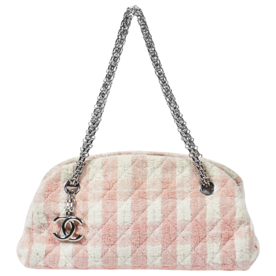 Chanel Small Quilted Pink Gingham Tweed Bag