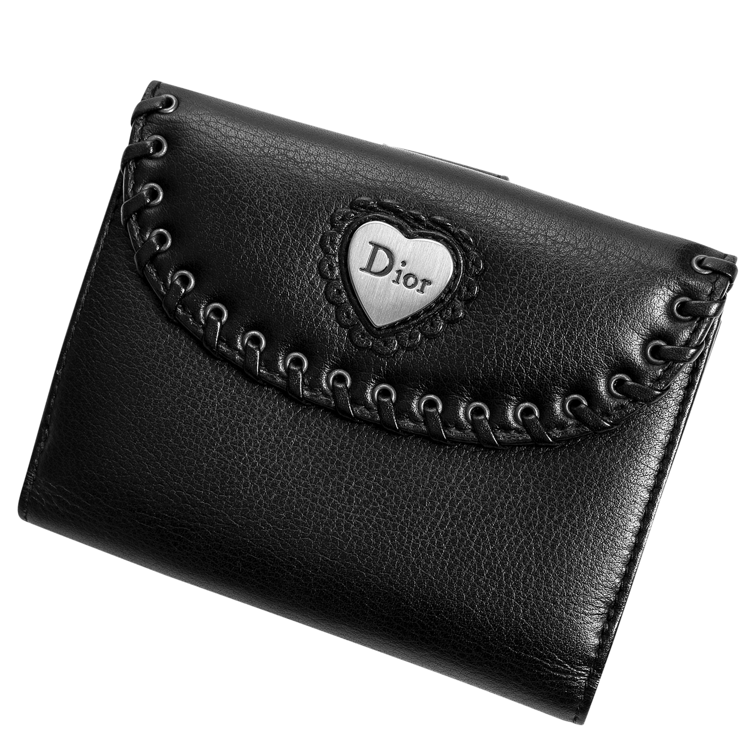 Christian Dior Heart Wild-Stitched Compact Bifold Wallet
