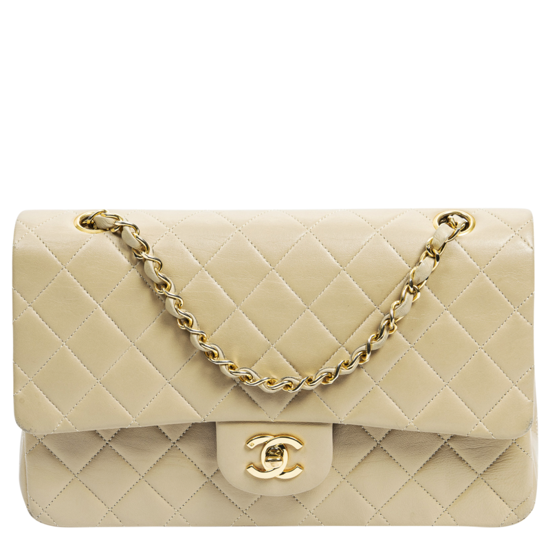 Chanel Medium Creme Lambskin Double Flap Bag
