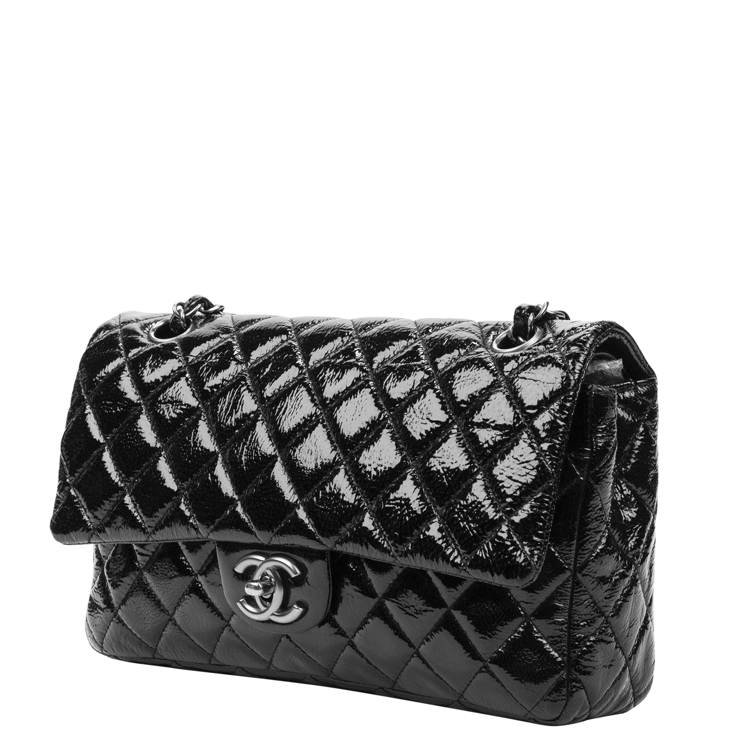 Chanel Black Patent Small Double Flap Bag - shop 
