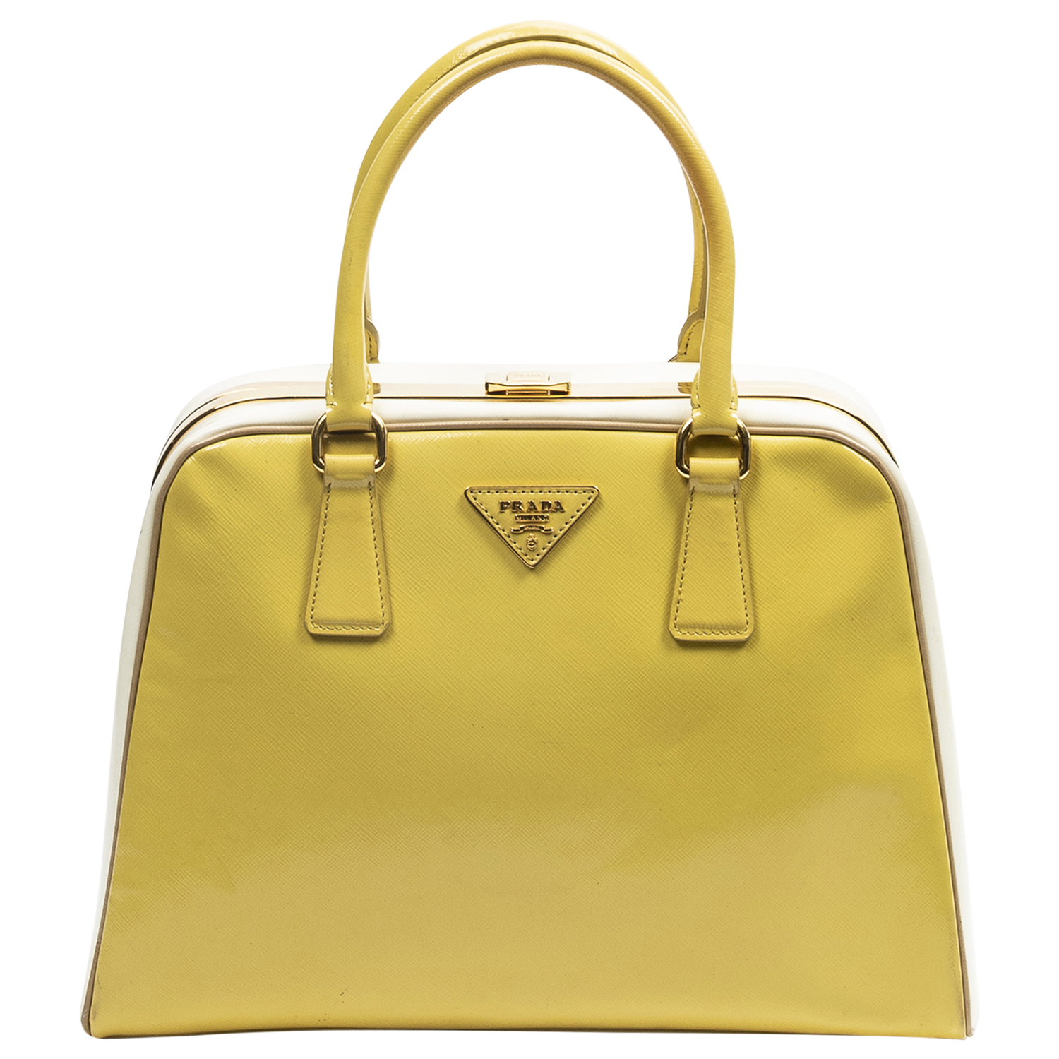 Prada Rare Yellow Vernice Pyramid Bag