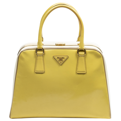 Prada Rare Yellow Vernice Pyramid Bag