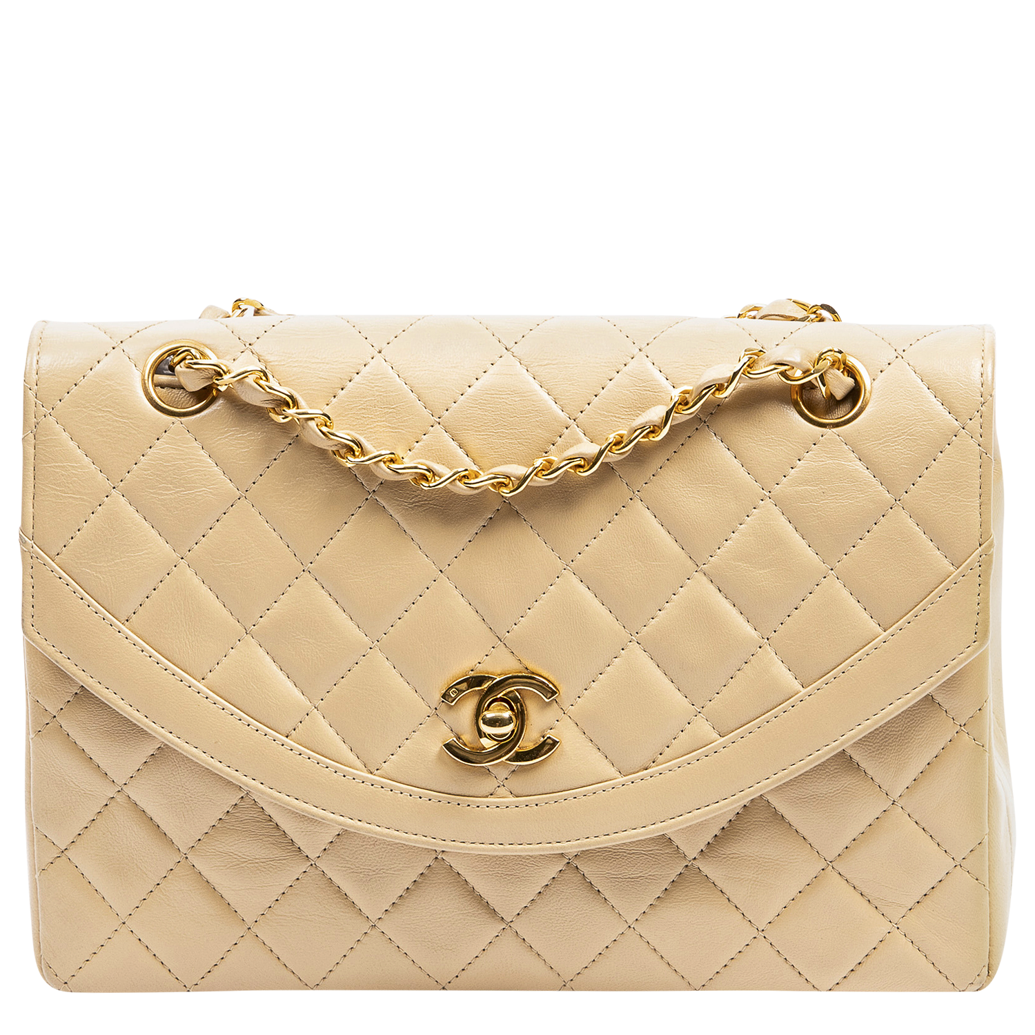 Chanel 1980s Rare Beige Quilted Single Flap Bag