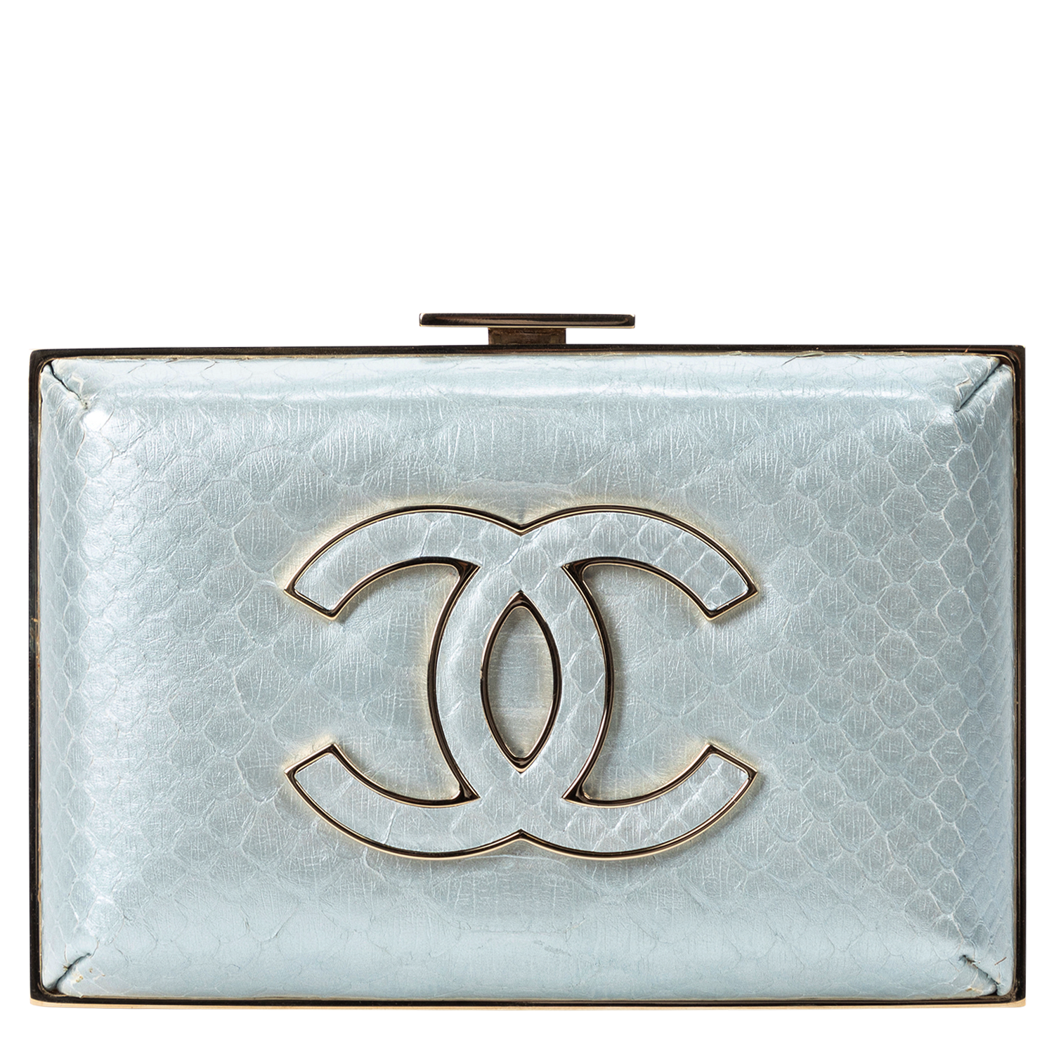 Chanel Limited Edition 2012 Ice Blue CC Python Clutch