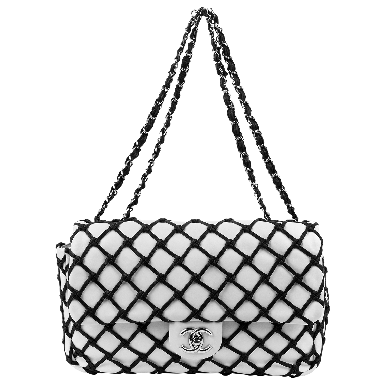 Chanel Limited Edition 2010 White Fishnet Flap Bag