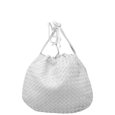 Bottega Veneta White Vintage Mini Intrecciato Pochette/Clutch