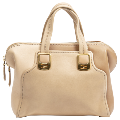 Fendi Beige Bicolor Leather Top Handle Bag