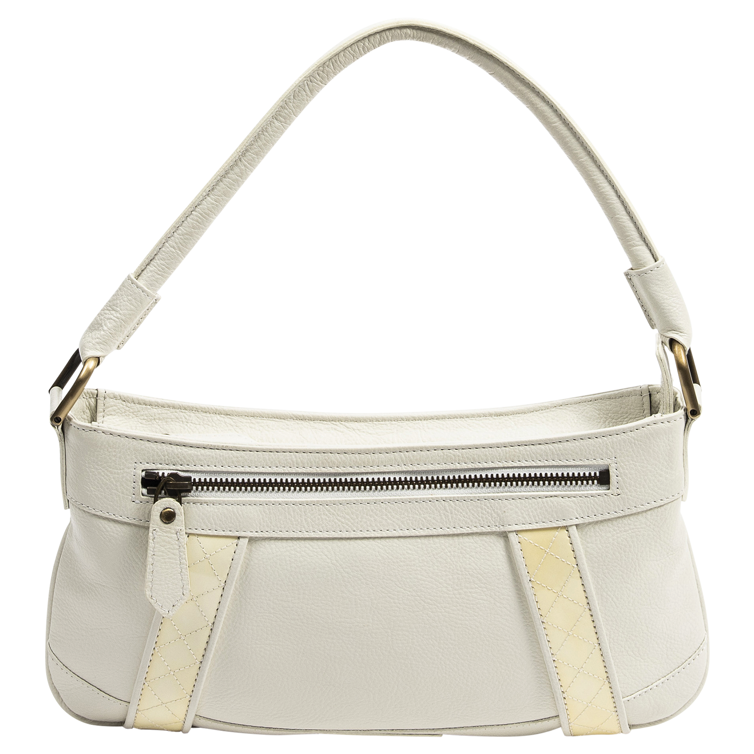 Burberry White Grained Leather Shoulder Bag