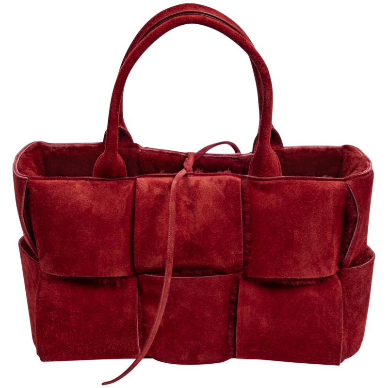 Bottega Veneta Red Arco Shearling Tote