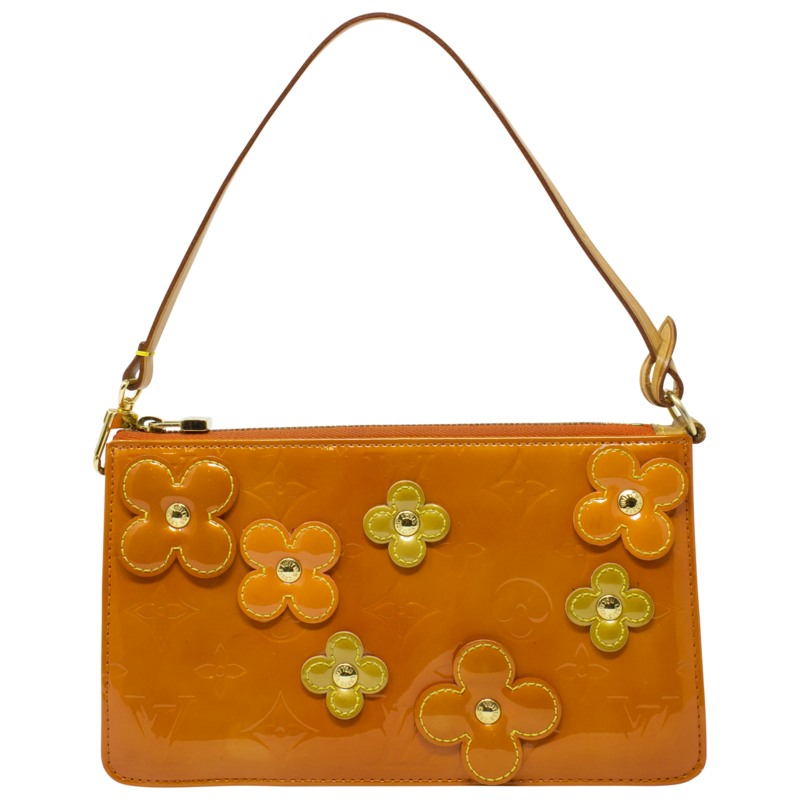 Louis Vuitton Orange Vernis Fleurs Lexington Pochette
