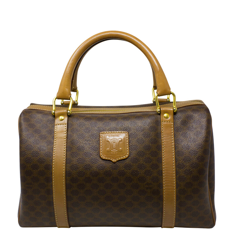Celine Brown Logo Mini Top Handle Bag