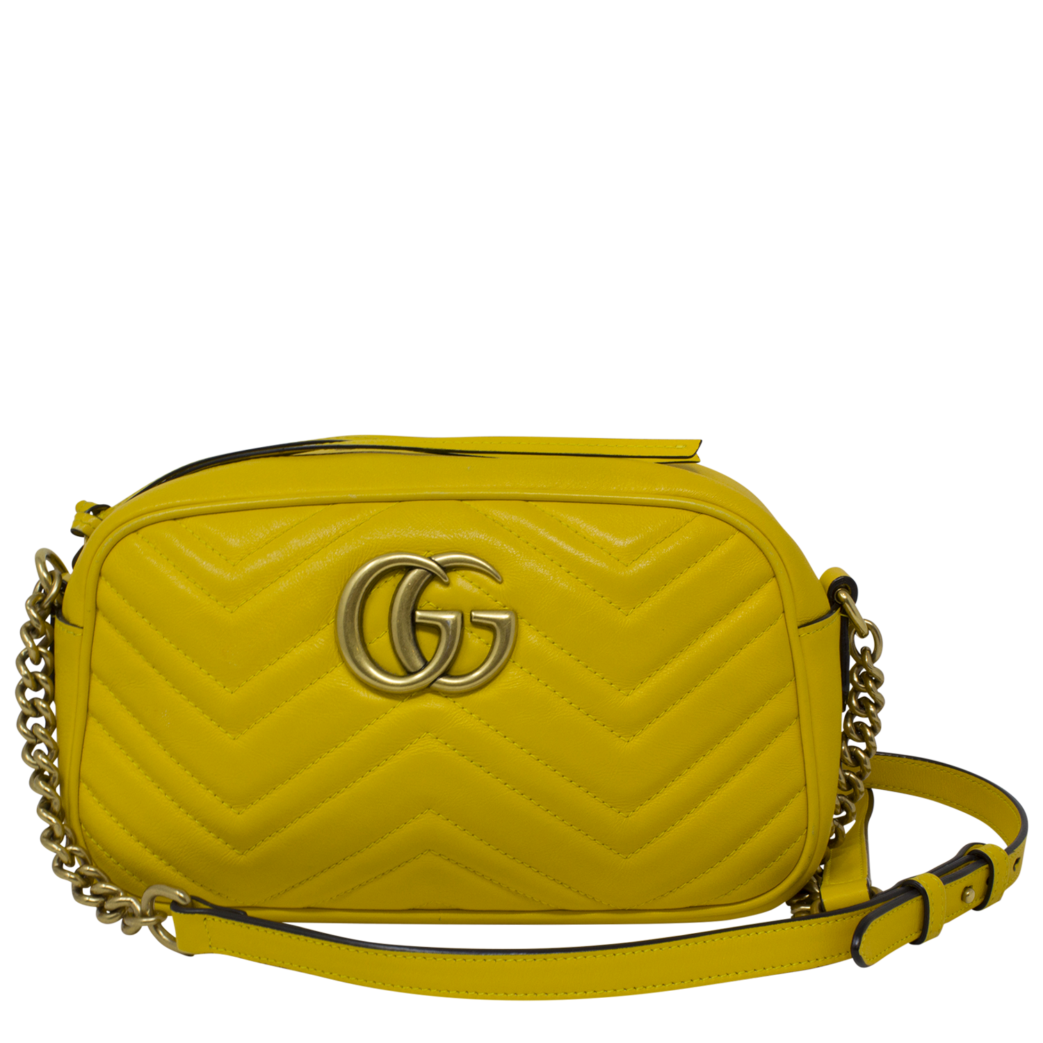 Gucci Yellow Matelasse GG Marmont Crossbody