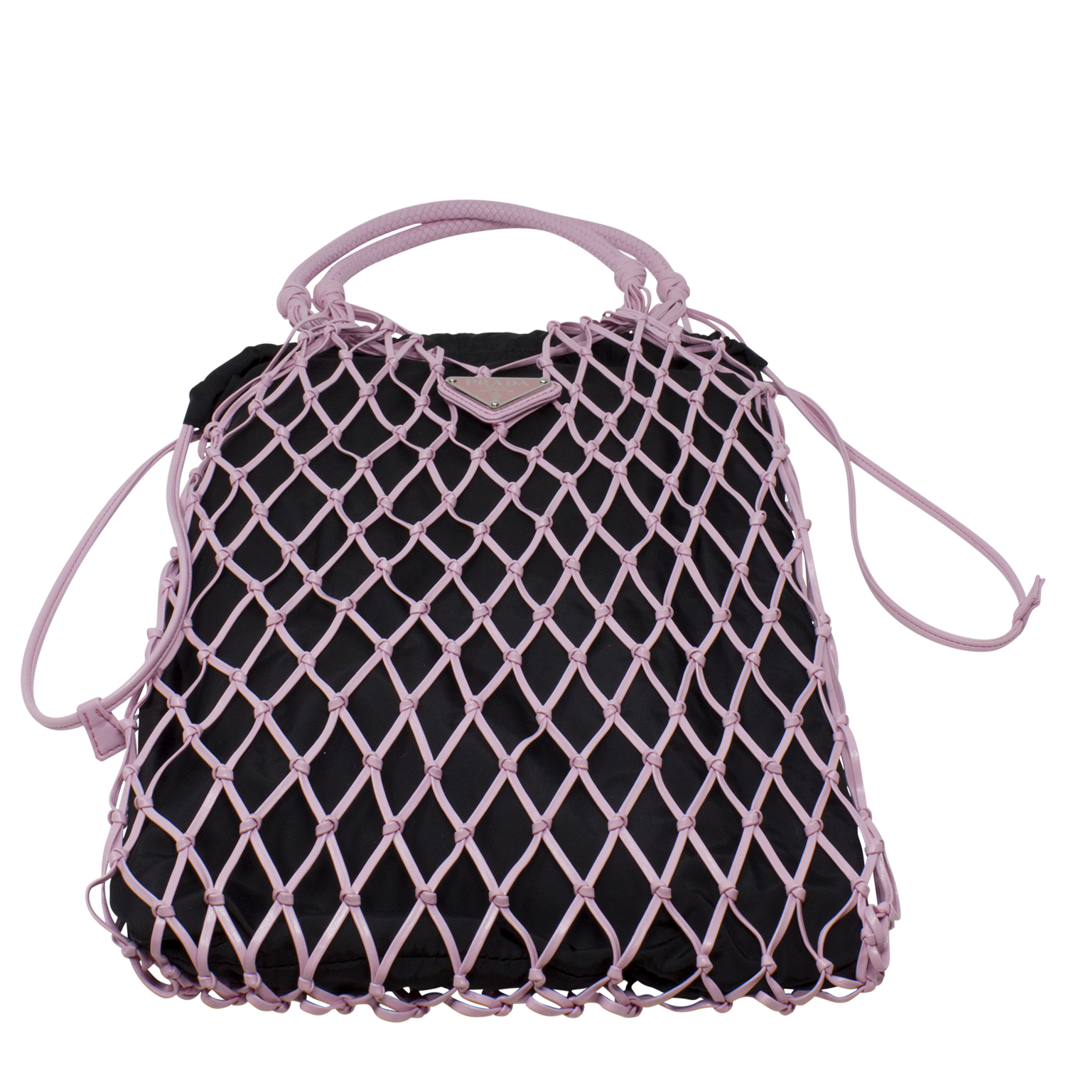 Prada Small Leather Net Bag in Pink