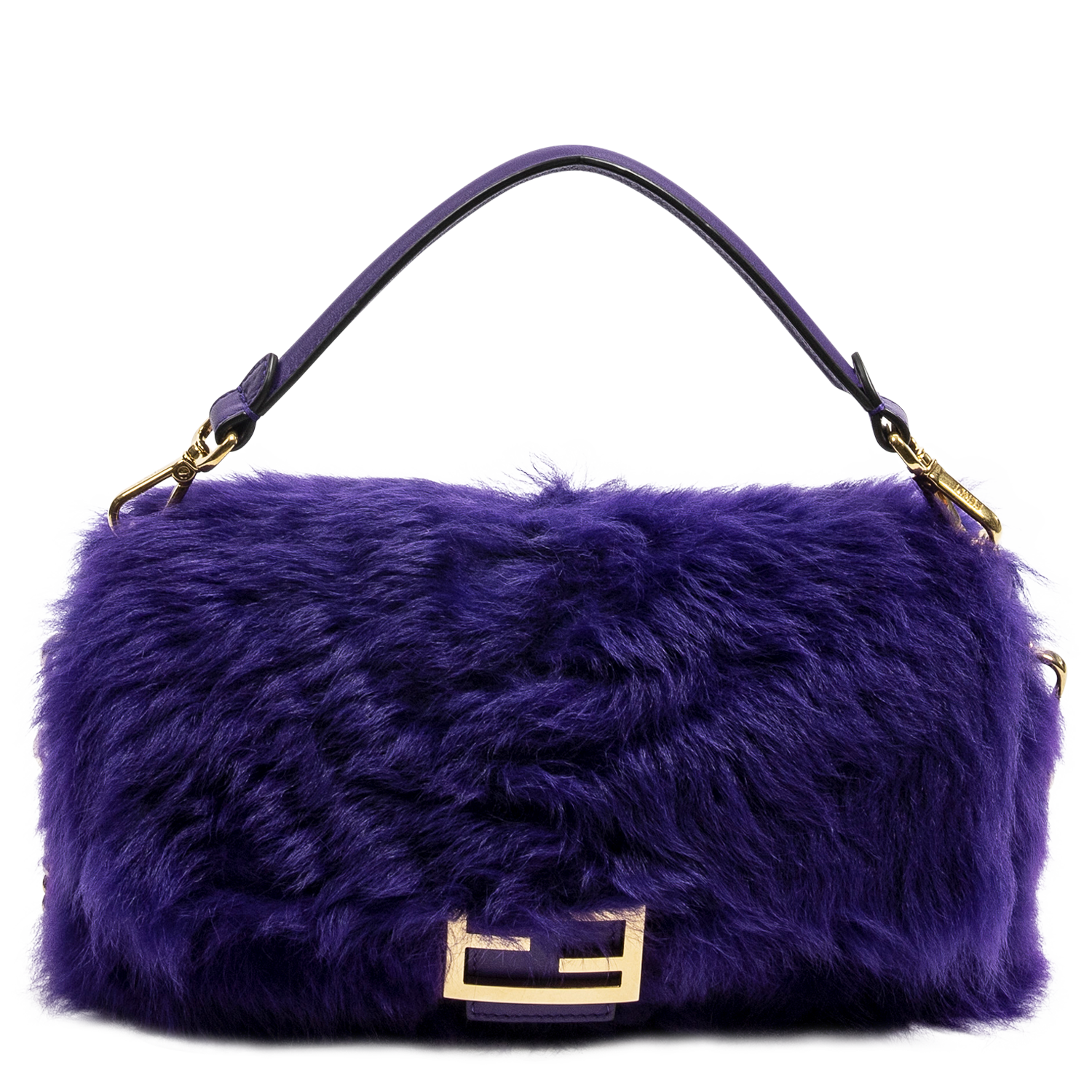 Fendi Limited Edition Medium Purple Fur Baguette NM w/ Strap