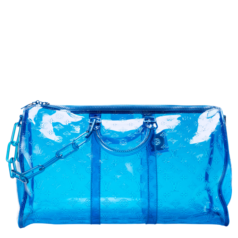 Louis Vuitton by Virgil Abloh 2018 Blue PVC Bandouliere Keepall 50 w/ Strap