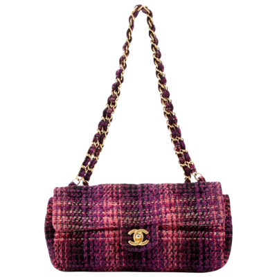 Chanel 2009 Limited Edition Pink Tweed East West Flap Bag