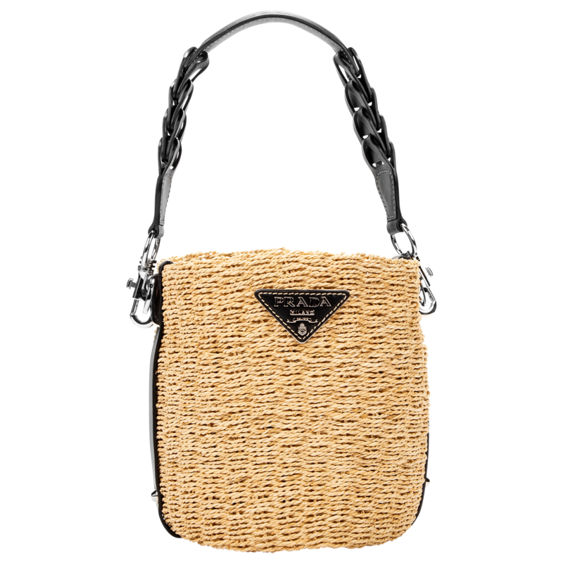 Prada Raffia Straw Bucket Bag