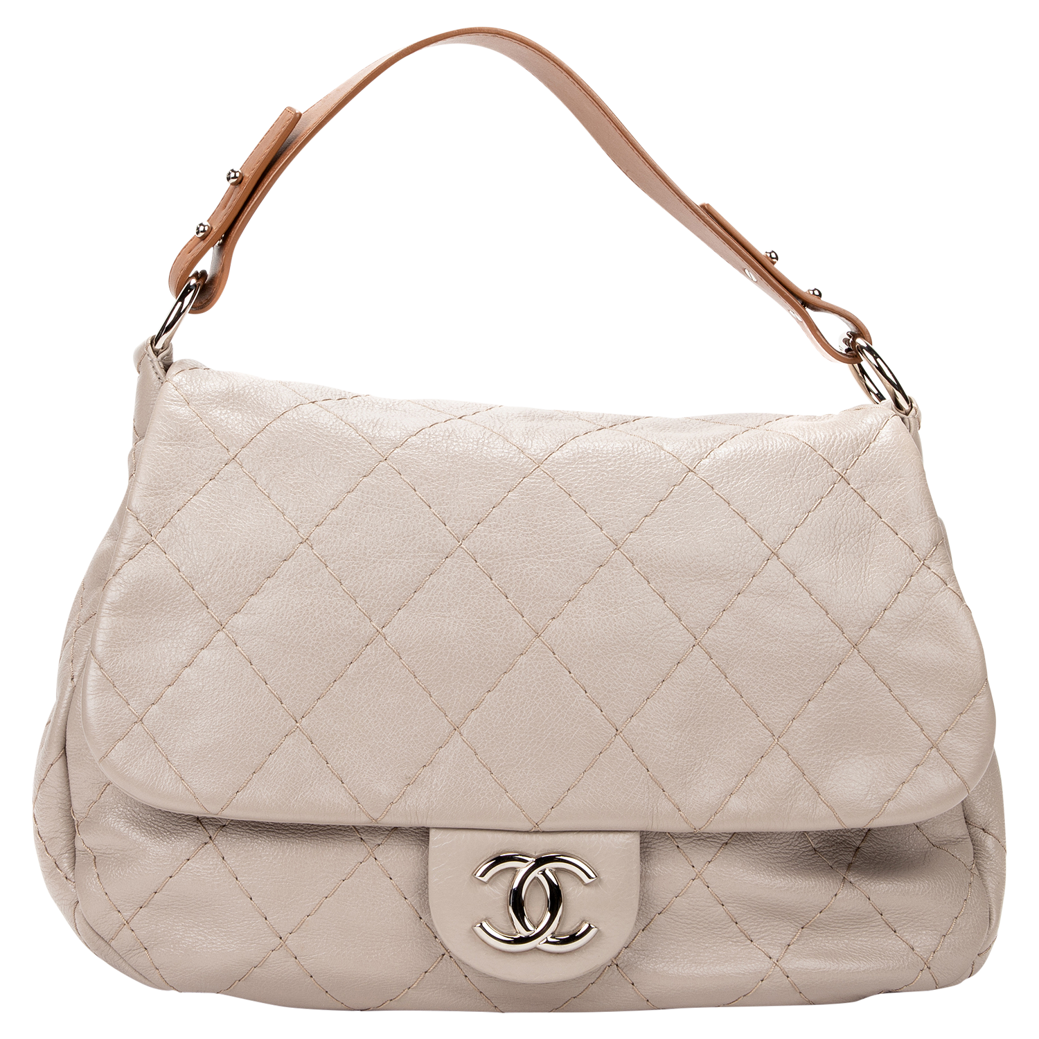 Chanel 2011 Grey Stitched Large Single Flap Bag - shop 