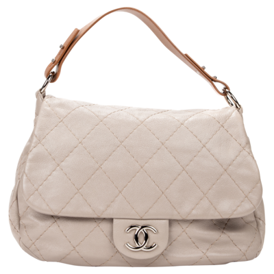 Chanel 2011 Grey Stitched Large Single Flap Bag