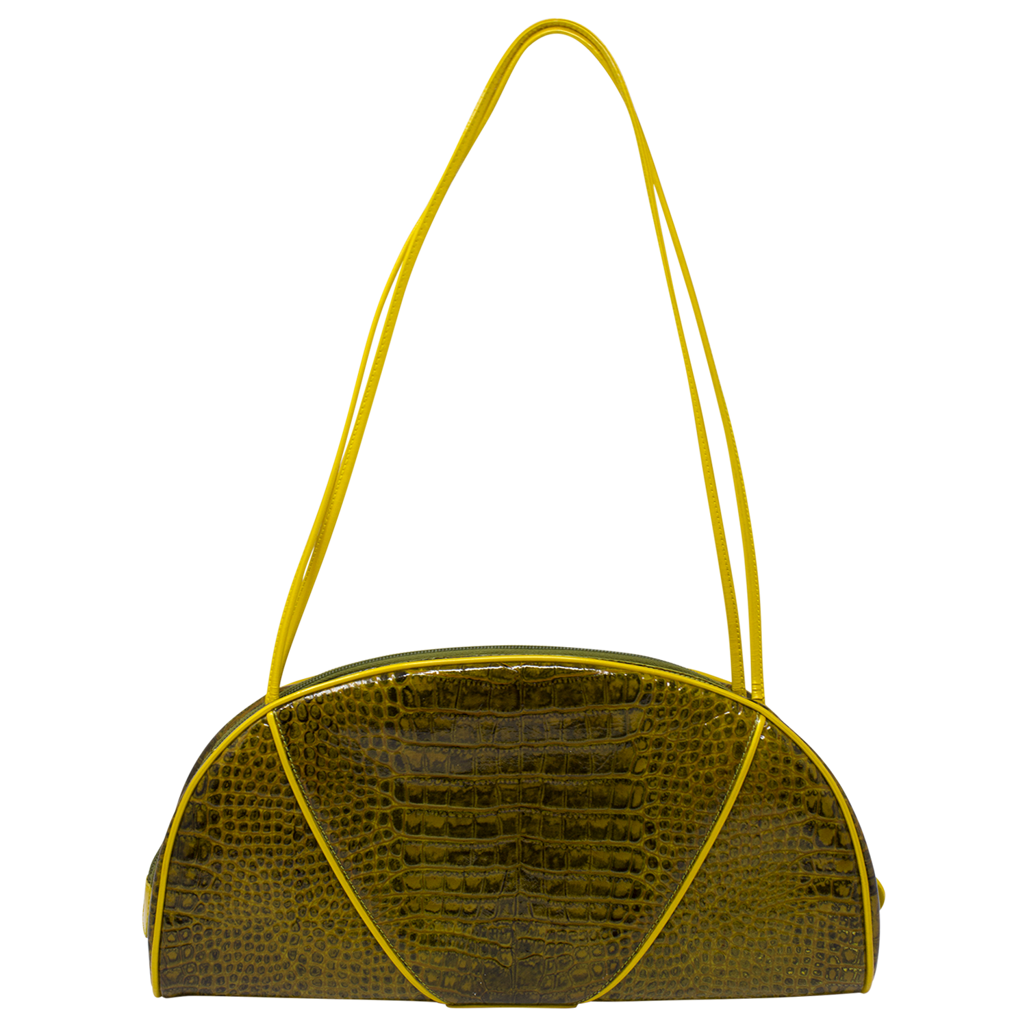 Christian Dior by John Galliano 2000s Yellow Croc Embossed Shoulder Bag