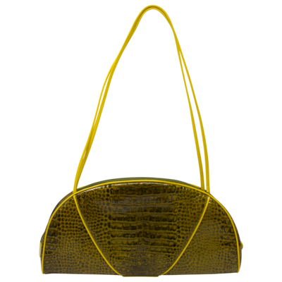 Christian Dior by John Galliano 2000s Yellow Croc Embossed Shoulder Bag