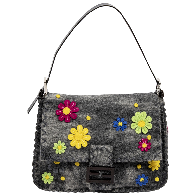 Fendi Rare Floral Grey Mama Baguette