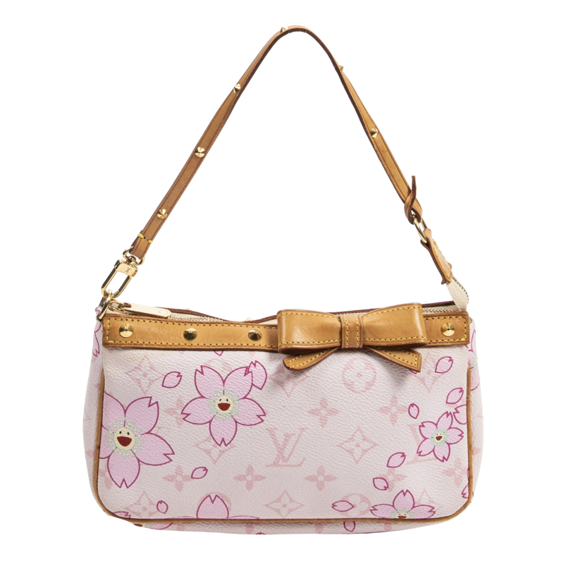 Louis Vuitton x Takashi Murakami Rare Monogram Pink Cherry Blossoms Pochette