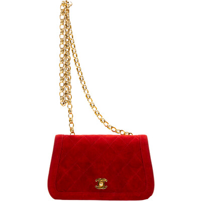 Chanel 1989 Red Diana Full Flap Bag