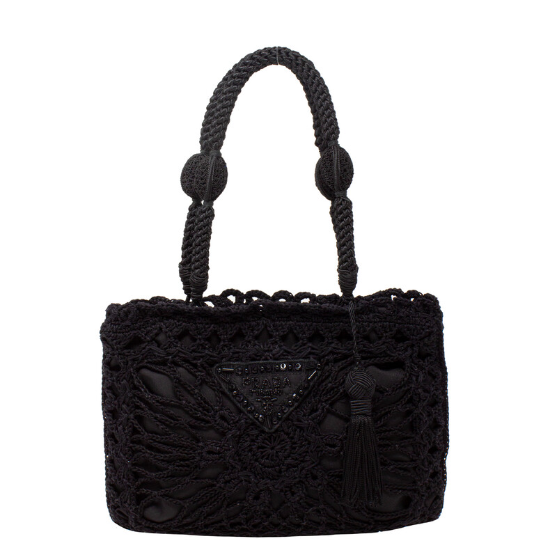 Prada Crochet Beaded Top Handle Bag