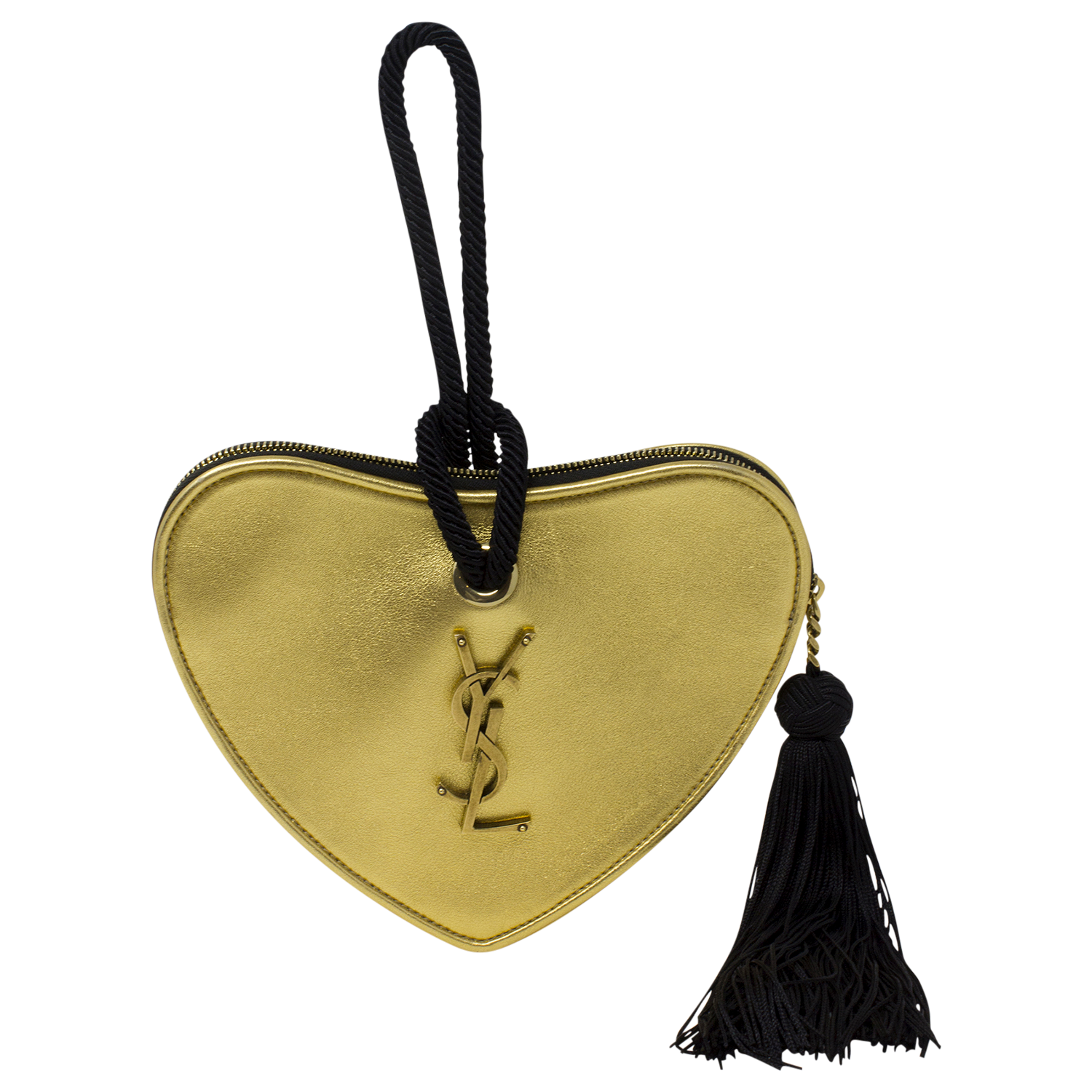 Saint Laurent Gold Heart Tassel Evening Bag