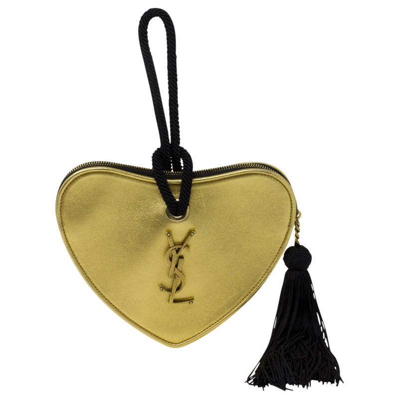 Saint Laurent Gold Heart Tassel Evening Bag