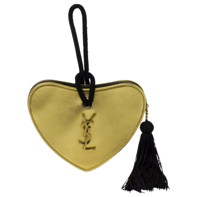 Saint Laurent Gold Heart Tassel Evening Bag
