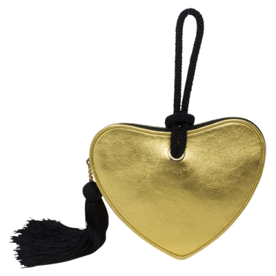 Saint Laurent Gold Heart Tassel Evening Bag shop