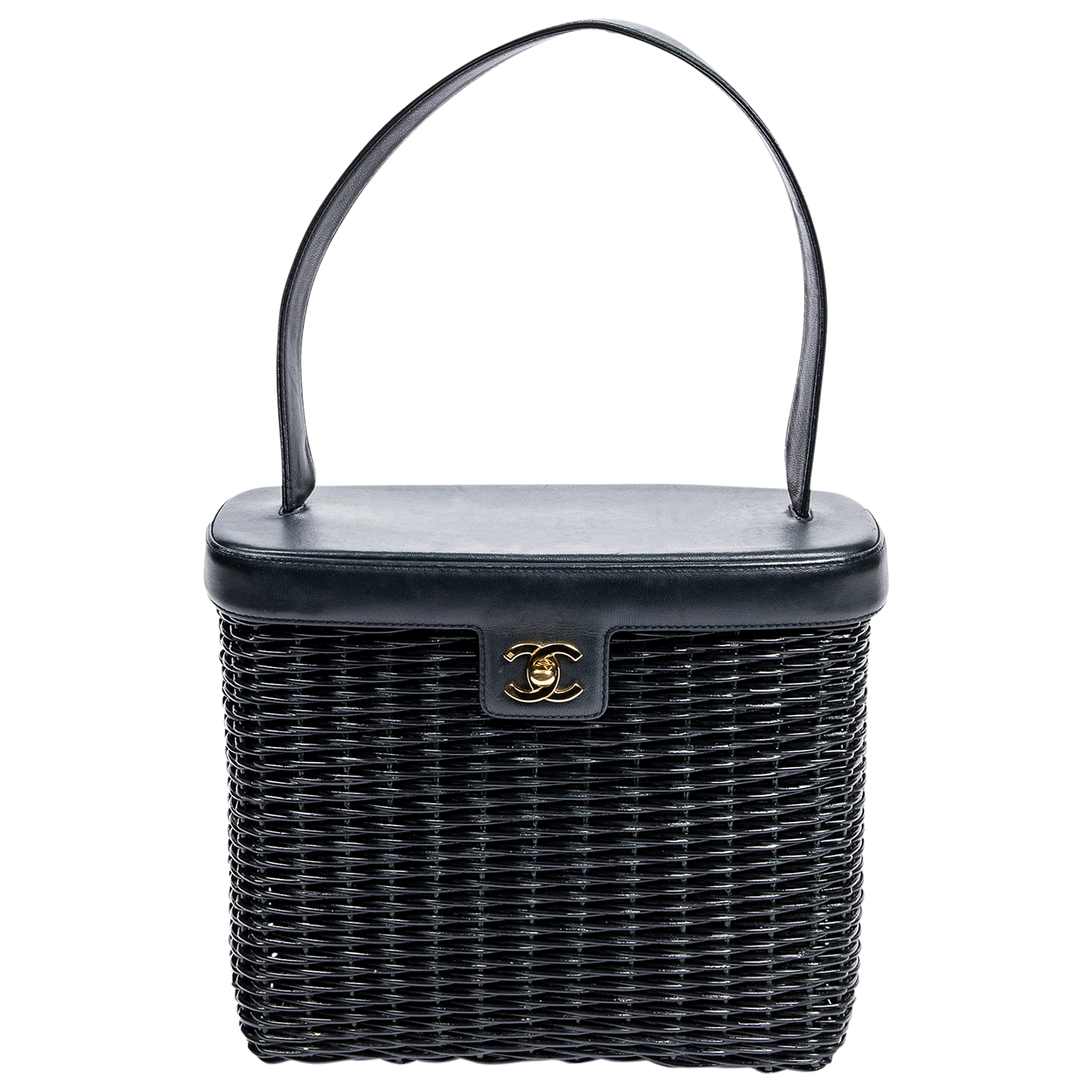 Chanel Limited Edition Black Wicker Basket Bag