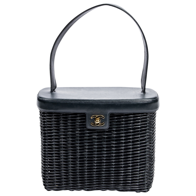 Chanel Limited Edition Black Wicker Basket Bag