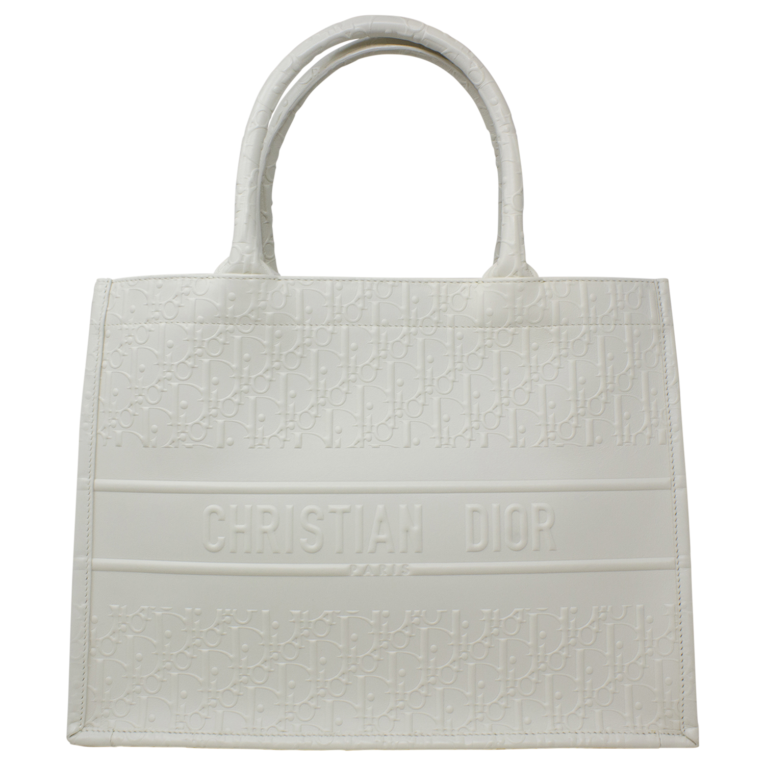 Christian Dior White Leather Book Tote